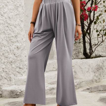 Elastic Waist Wide Leg Pants