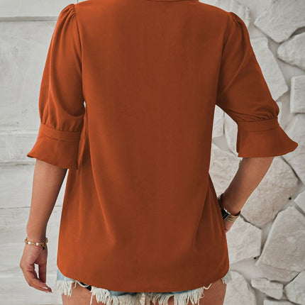 Notched Half Sleeve T-Shirt