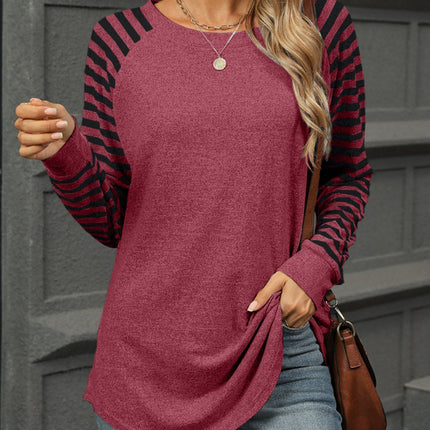 Striped Round Neck Long Sleeve T-Shirt