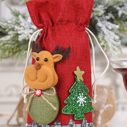 4-Pack Drawstring Christmas Wine Bottle Covers