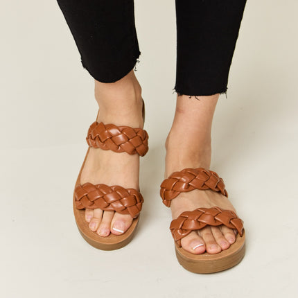 WILD DIVA Woven Dual Band Platform Sandals