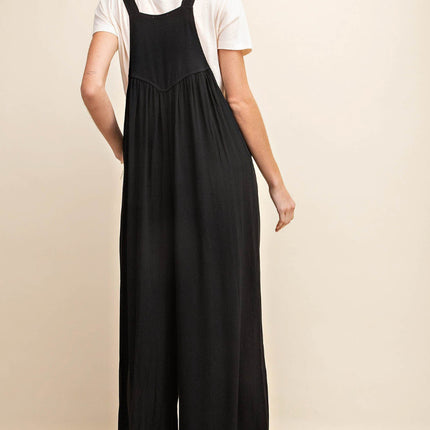 Kori America Full Size Sleeveless Ruched Wide Leg Overalls