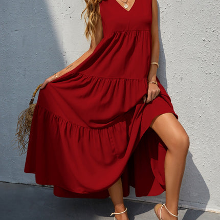 Tiered V-Neck Sleeve Dress