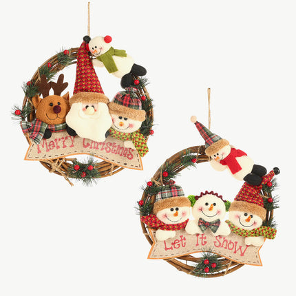 Christmas Element Rattan Wreath Ornaments