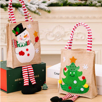 4-Pack Christmas Gnome Graphic Striped Gift Bag