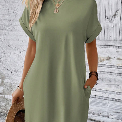 Round Neck Short Sleeve Mini Dress