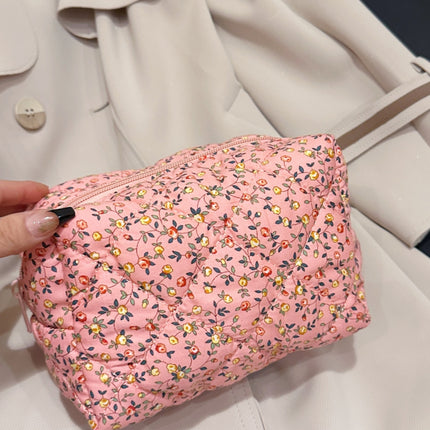 Floral Quilted Clutch with Plaid Lining