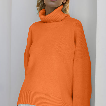 Basic Bae Turtleneck Dropped Shoulder Long Sleeve Sweater