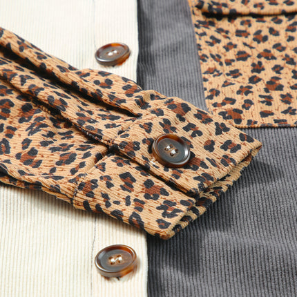 Leopard Button Up Drop Shoulder Jacket