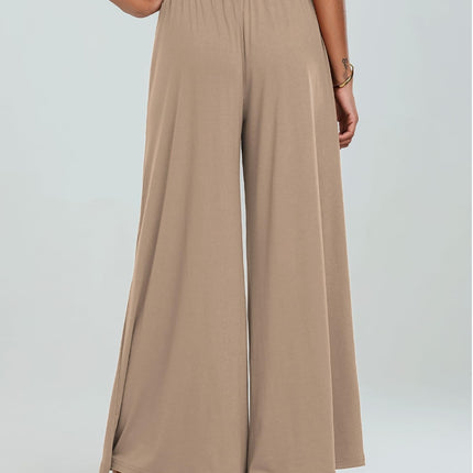 Pocketed Elastic Waist Wide Leg Pants