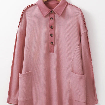 Half Button Long Sleeve Top