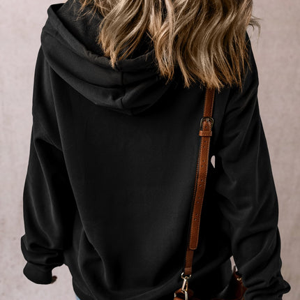 Drawstring Pocketed Long Sleeve Hoodie