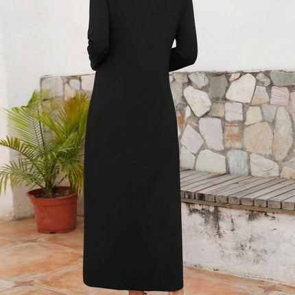 Twisted Round Neck Long Sleeve Dress