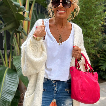 Letter Dropped Shoulder Long Sleeve Cardigan - Vickie Lynn's