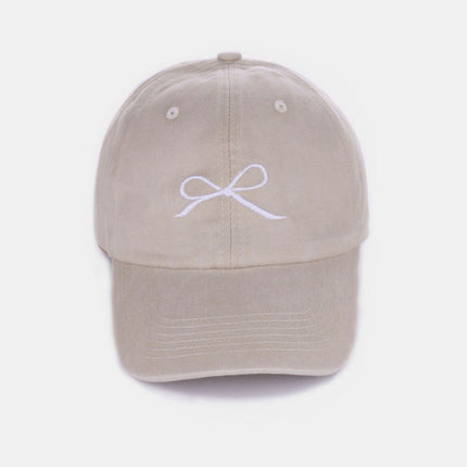 Zenana Bow Embroidered Washed Cotton Caps