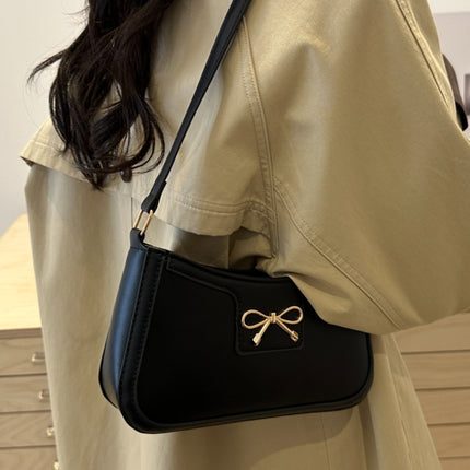 Bow Trim PU Leather Shoulder Bag