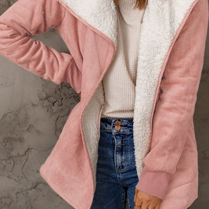 Open Front Long Sleeve Sherpa Jacket