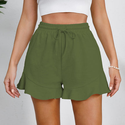 Full Size Drawstring Ruffle Hem Shorts