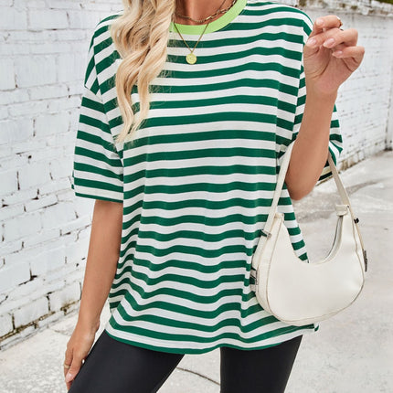 Lovelet Striped Round Neck Half Sleeve T-Shirt