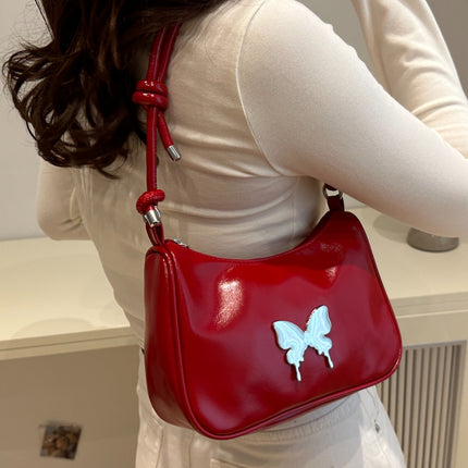 Butterfly PU Leather Knotted Strap Shoulder Bag