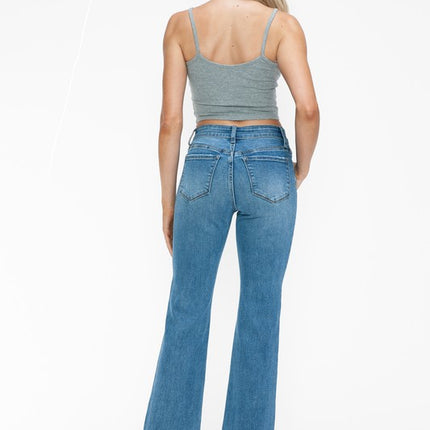 bytos Raw Hem Distressed Mid Rise Crop Jeans