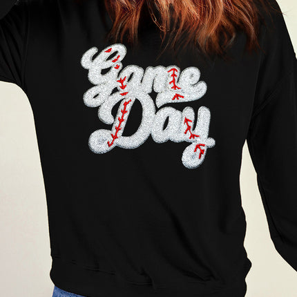 Letter Graphic Round Neck Long Sleeve Sweatshirt
