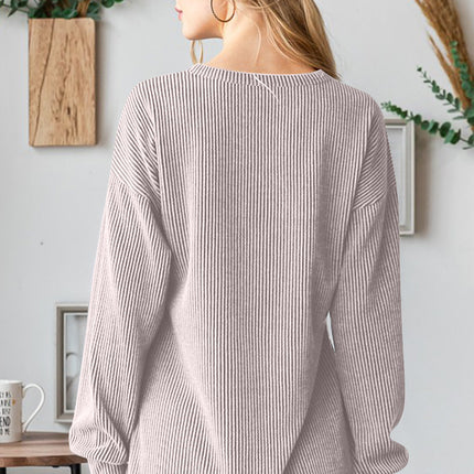 Heimish BOO Round Neck Long Sleeve Ribbed T-Shirt