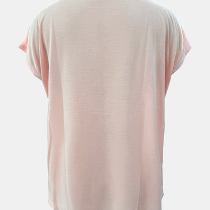 Full Size Round Neck Cap Sleeve T-Shirt