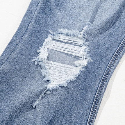 Distressed Raw Hem Bootcut Jeans