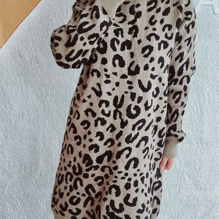 Leopard Round Neck Long Sleeve Sweater