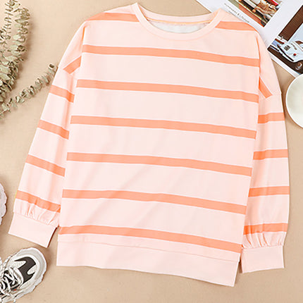 Striped Round Neck Long Sleeve Sweatshirt