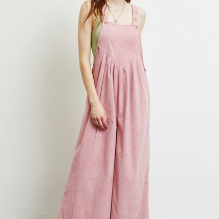 HEYSON Full Size Corduroy Sleeveless Wide-Leg Overall