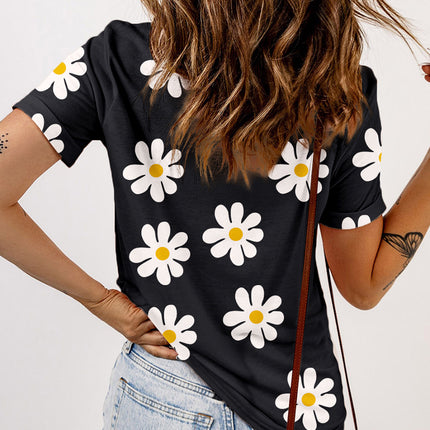 Printed Round Neck Short Sleeve T-Shirt