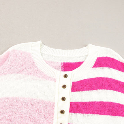 Striped Round Neck Half Sleeve Knit Top