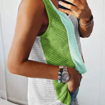 Color Block V-Neck Tank Top