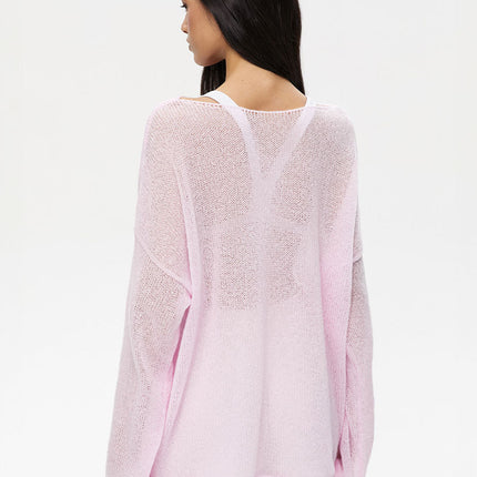 Round Neck Long Sleeve Knit Cover Up