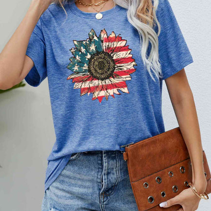 US Flag Flower Graphic Tee