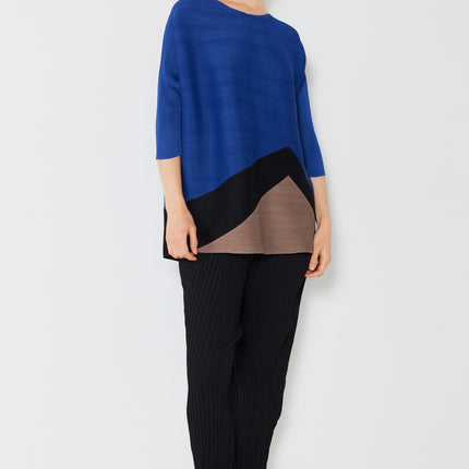 Marina West Swim Pleated Horizontal Rib Color Block Top