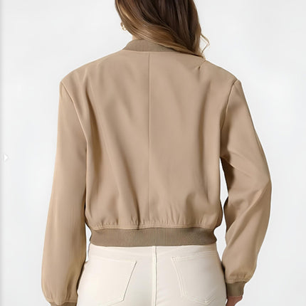 Pocketed Snap Down Baseball Collar Jacket