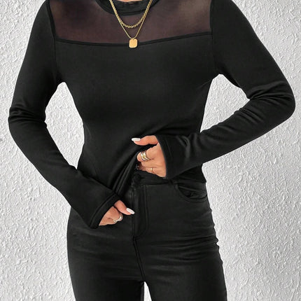 Mock Neck Long Sleeve T-Shirt