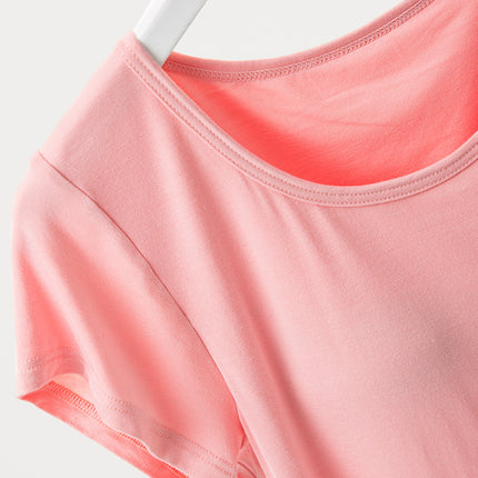 Round Neck Short Sleeve T-Shirt with Bra