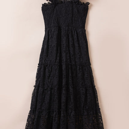 Lace Ruffled Wide Strap Midi Dress