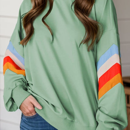 Contrast Round Neck Long Sleeve Sweatshirt