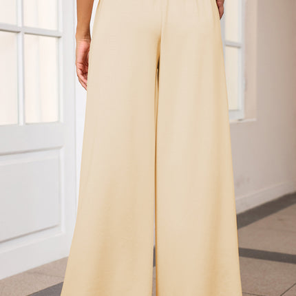 Drawstring Wide Leg Pants with Pockets