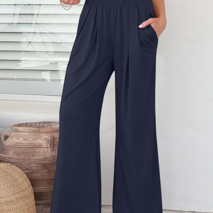 Elastic Waist Wide Leg Pants