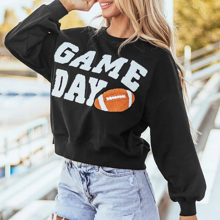 GAME DAY Round Neck Long Sleeve Sweatshirt