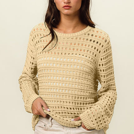 BiBi Round Neck Openwork Knit Cover Up