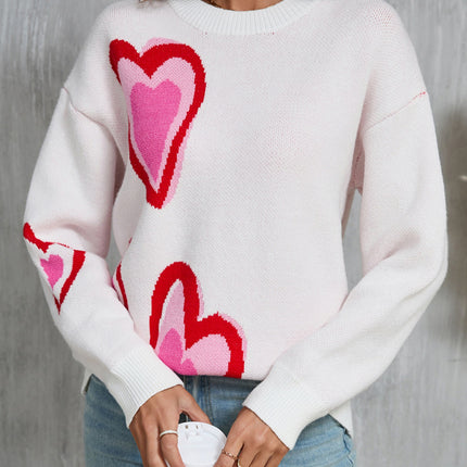 Angel Wings Heart Round Neck Long Sleeve Sweater