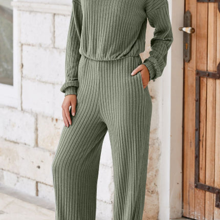 Round Neck Long Sleeve Jumpsuit - Vickie Lynn's