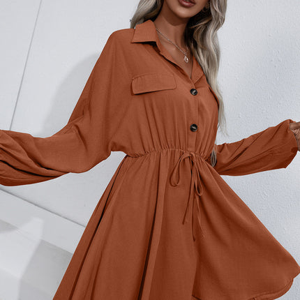 Ivy Lane Collared Tie Waist Button Up Shirt Dress